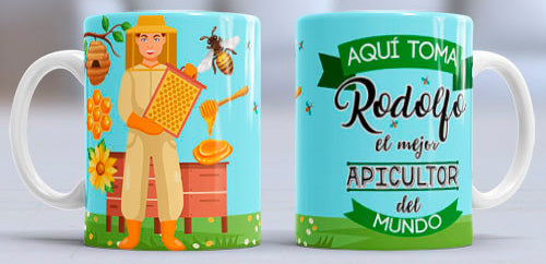 Taza personalizada profesiones. Apicultor