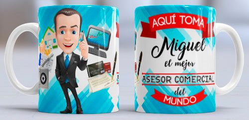 Taza personalizada profesiones. Asesor/a Comercial