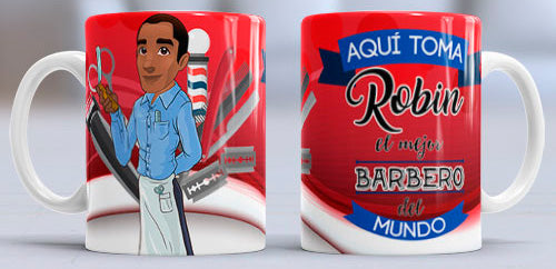 Taza personalizada profesiones. Barbero