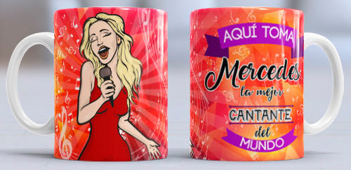 Taza personalizada profesiones. Cantante