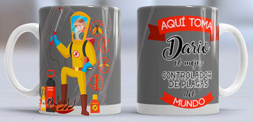 Taza personalizada profesiones. Controlador de plagas