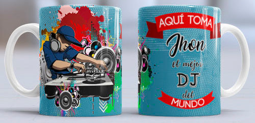 Taza personalizada profesiones. DJ