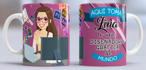 Taza personalizada profesiones. Diseñador/a gráfico