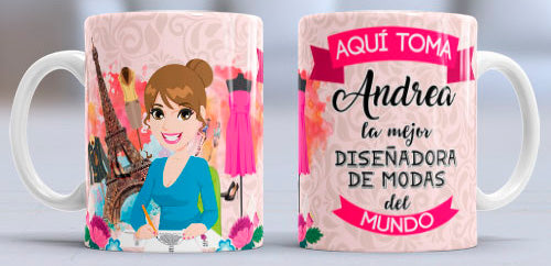 Taza personalizada profesiones. Diseñadora de moda