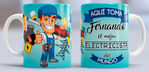 Taza personalizada profesiones. Electricista