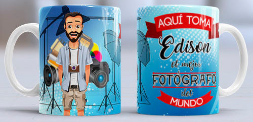 Taza personalizada profesiones. Fotógrafo/a