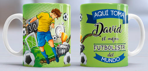 Taza personalizada profesiones. Futbolista