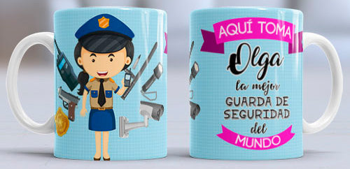 Taza personalizada profesiones. Guarda de seguridad