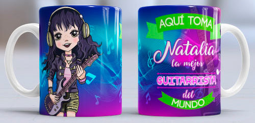 Taza personalizada profesiones. Guitarrista