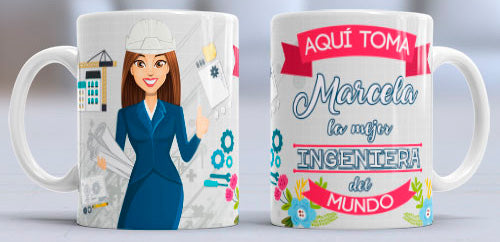 Taza personalizada profesiones. Ingeniero/a