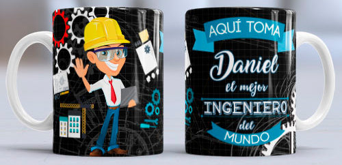 Taza personalizada profesiones. Ingeniero/a