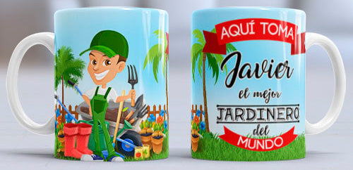 Taza personalizada profesiones. Jardinero