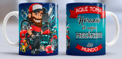 Taza personalizada profesiones. Mecánico