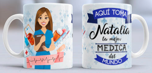 Taza personalizada profesiones. Médico/a