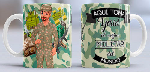 Taza personalizada profesiones. Militar