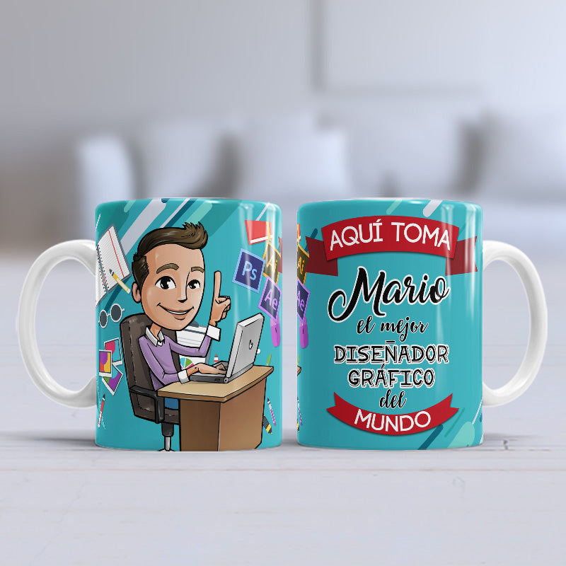 Taza personalizada profesiones. Diseñador/a gráfico