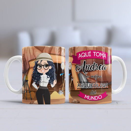 Taza personalizada profesiones. Arqueólogo/a