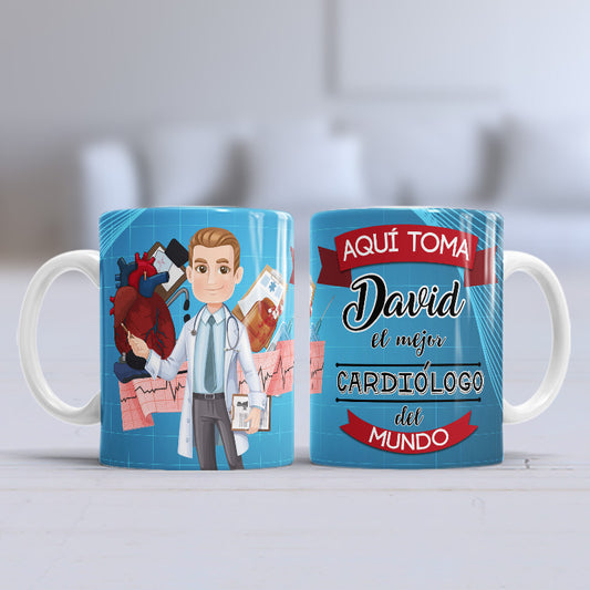 Taza personalizada profesiones. Cardiólogo