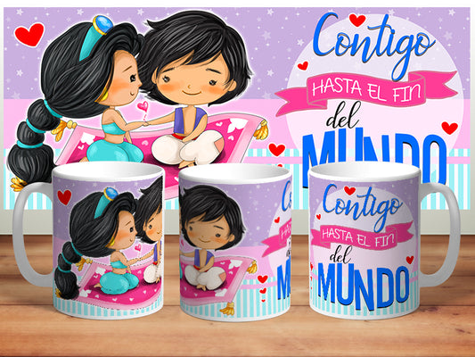 Taza personalizada "Contigo hasta el fin del mundo"