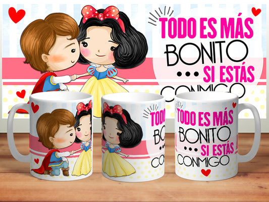 Taza personalizada "Todo es más bonito si estás conmigo"