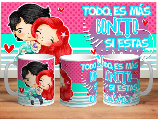 Taza personalizada "Todo es más bonito si estás conmigo"