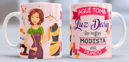 Taza personalizada profesiones. Modista