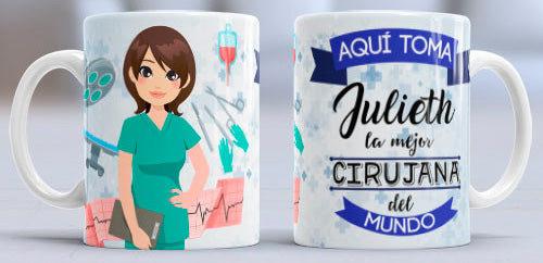 Taza personalizada profesiones. Cirujana/o