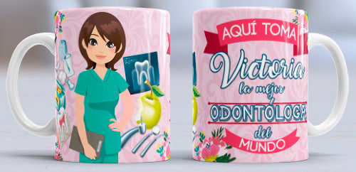 Taza personalizada profesiones. Odontólogo/a