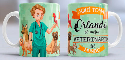 Taza personalizada profesiones. Veterinario/a