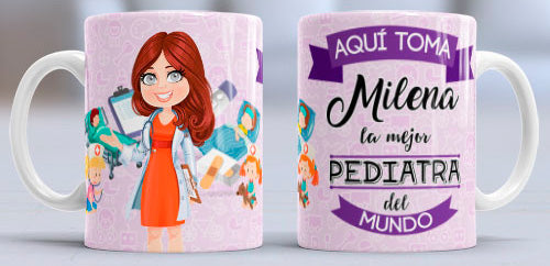 Taza personalizada profesiones. Pediatra