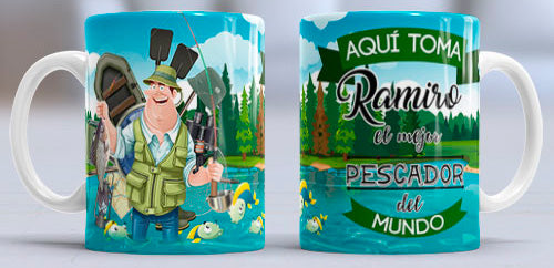 Taza personalizada profesiones. Pescador