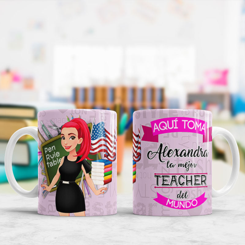 Taza personalizada profesiones. Teacher