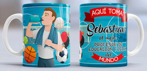 Taza personalizada profesiones. Profesor/a de Ed. Física