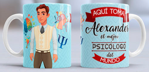 Taza personalizada profesiones. Psicólogo/a