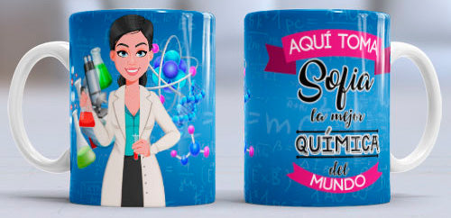 Taza personalizada profesiones. Química/o