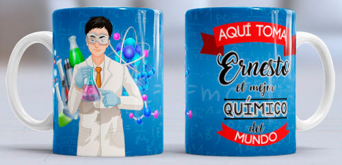 Taza personalizada profesiones. Química/o