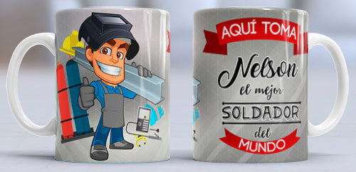 Taza personalizada profesiones. Soldador