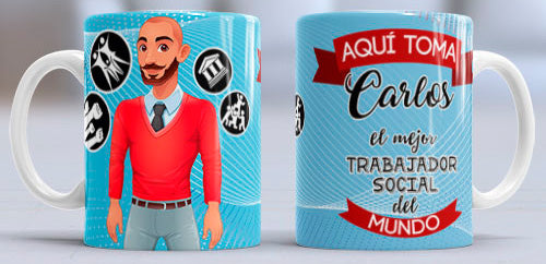 Taza personalizada profesiones. Trabajador/a social