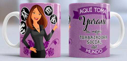 Taza personalizada profesiones. Trabajador/a social