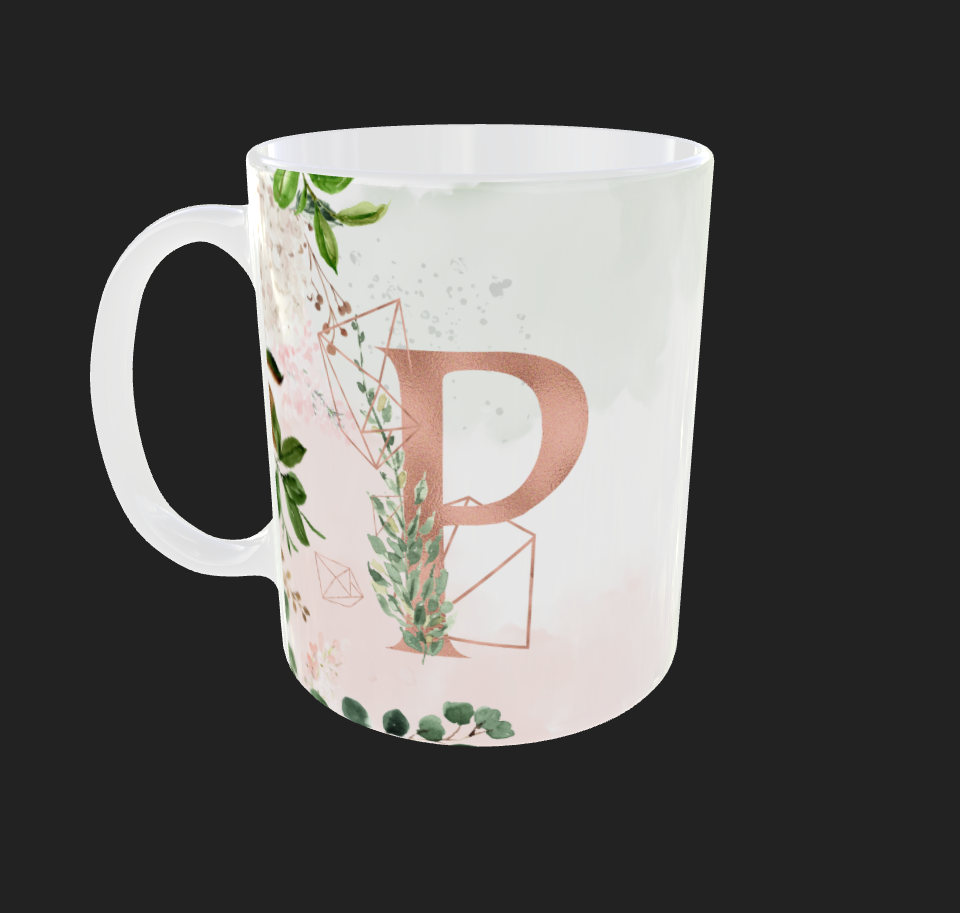 Taza personalizada inicial dorada