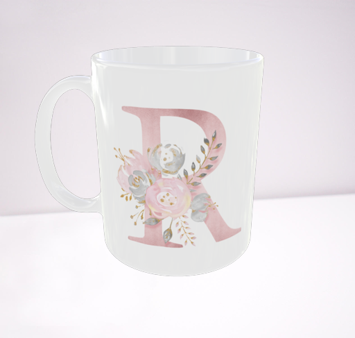 Taza personalizada inicial rosa