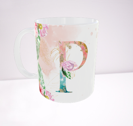 Taza personalizada inicial tropical