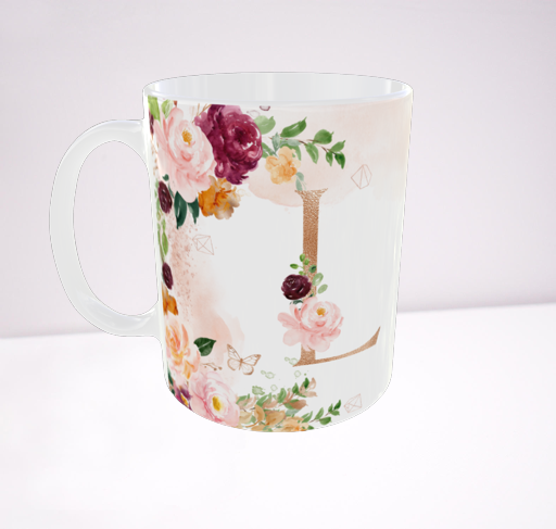 Taza personalizada inicial burgundy