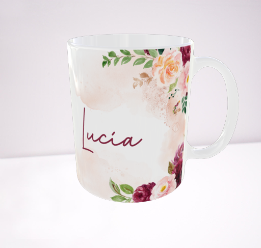 Taza personalizada inicial burgundy